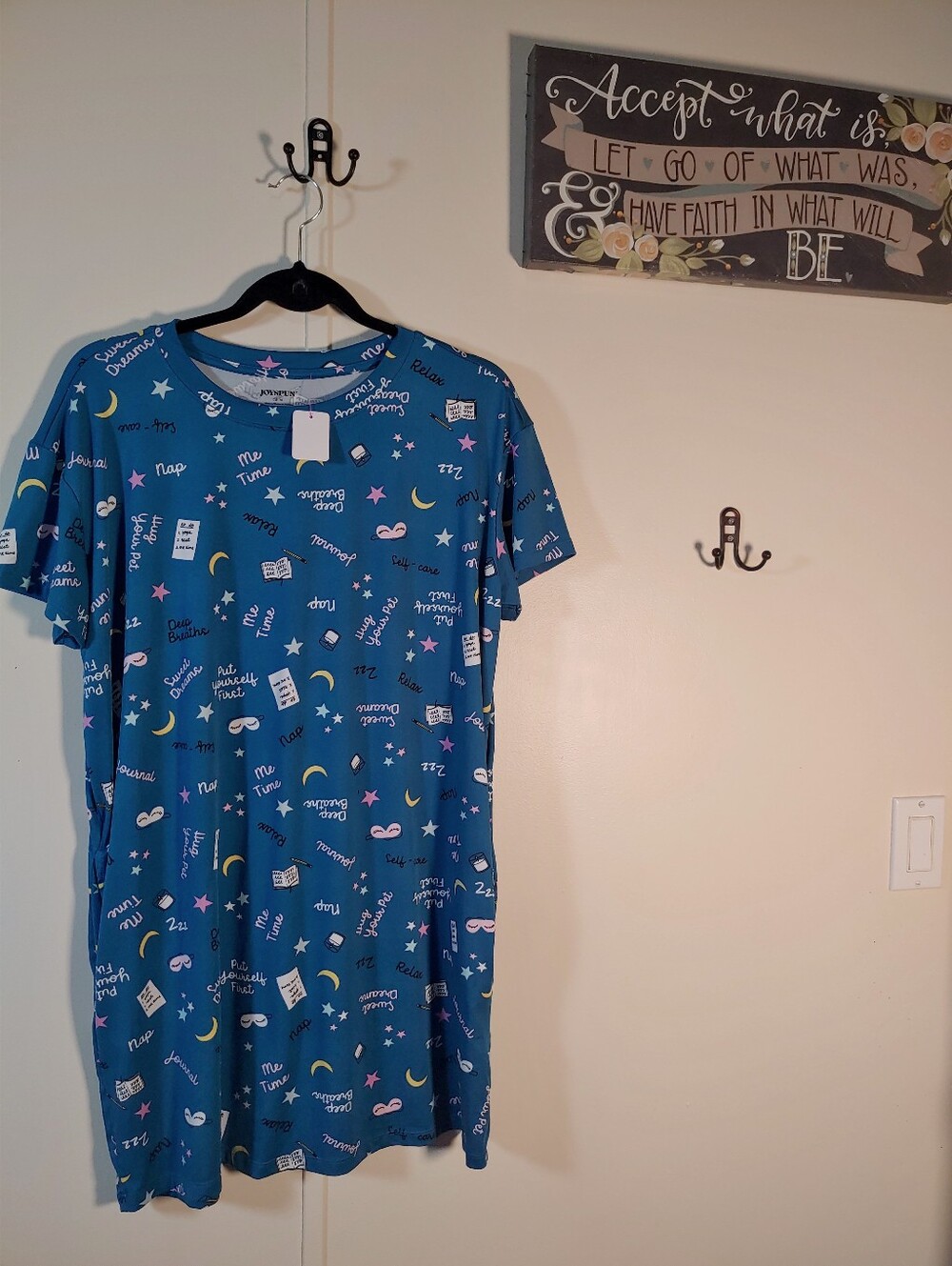 NWOT Joyspun Small/medium Adorable Blue Night Time Words Nightshirt